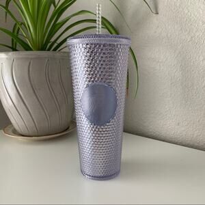 STARBUCKS 2019 HOLIDAY SILVER BLING STUDDED TUMBLER COLD CUP 24oz GUC